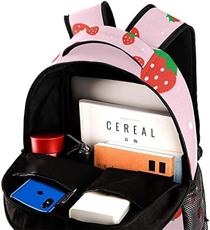 JavenProeqt školski ruksak za djevojčice dječake, kawaii jagoda ružičasti uzorci casual torba s bocama s džepom za bocu vode
