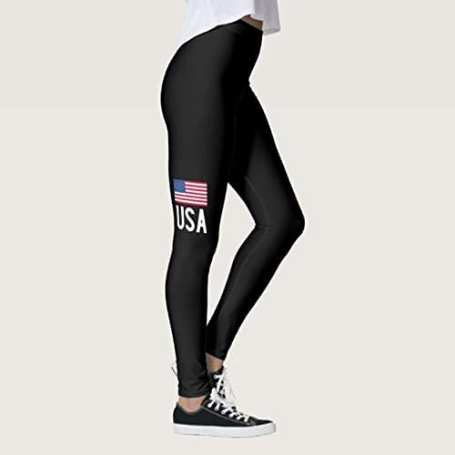 4. srpnja gamaše visokog struka za žene usa zastava vježba joge gamaše ultra mekane četkane rastezljive vježbe fitnes hlače