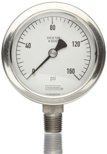 Noshok 400 serija sav biranje od nehrđajućeg čelika suho/ispunjeno označavanje tlaka s donjim nosačem, 2-1/2 kotački broj, +/- 1,6%
