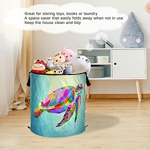 Šarena kornjača s plutajućim pop up up rublje rublje s poklopcem sklopiva košarica za odlaganje srušena torba za pranje rublja za hotel