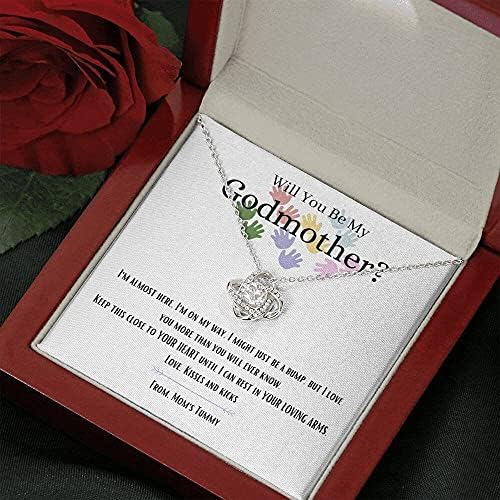 Kartica s porukama, ručno izrađena ogrlica- Personalizirani poklon ljubav čvor, dar za ogrlicu za kumu za kumu za ogrlicu za kum dar
