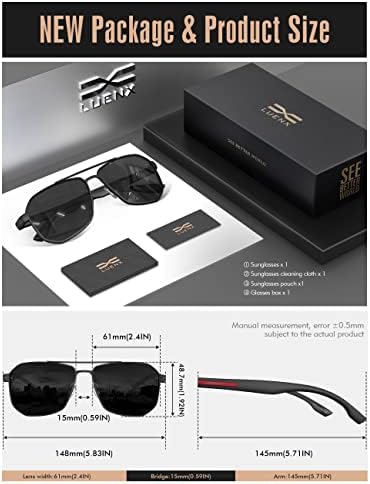 Sunčane naočale Luenx Aviator za muškarce kvadratne polarizirane poligonske leće - UV 400 Zaštita s priborom
