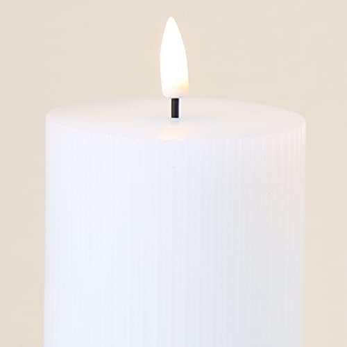 Girimax bijeli ravni gornji rebrasti plamenski stup svijeće s daljinskim, treperavim voskama s voskom set 4, φ 3 h 4 5 6 8 8