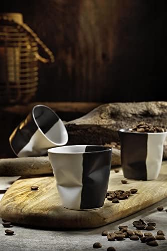 Lamodahome zdrobljeni porculan jedinstveni 220 ccm krem/crne šalice za kavu i čaj Set od 2, hladna božićna vruća čokolada upletena