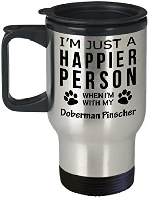 Ljubitelj pasa putnička kava šalica - sretnija osoba s doberman pinscher -petom vlasnikom za spašavanje darovi