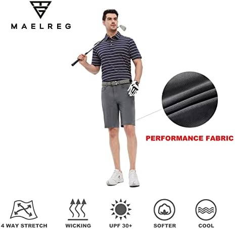 Muške golf kratke hlače casual 10 '' inseam rastezanje struka lagana prugasta ravna prednja suha hibridna fleksibilna kratkih hlača