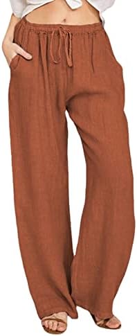 Ženske pamučne platnene hlače ležerne čvrste boje hlače labave stane joge hlače dnevno udobne culottes