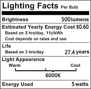 Lxcom Lighting 5W led žarulja G50 led глобусные žarulja Zamjena 50 W Dnevni bijela 6000K E26/ E27 Letvica stakla žarulje za komoda