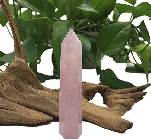 Mooao Rose Quartz Healing Crystal Točka 6 Faceted Prizm štapić je isklesana reiki -čakra meditalna terapija