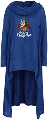 Ženske ležerne dugih rukava Tiskane kapuljače pulover izvlačenje duge dukserice bluze s ženskim sportskim vrhovima dugo plava