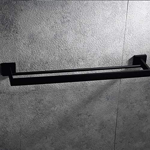 SLSFJLKJ Zidni ručnički nosač za ručnike od nehrđajućeg čelika mat crni dvostruki ručnik bar za kupaonicu