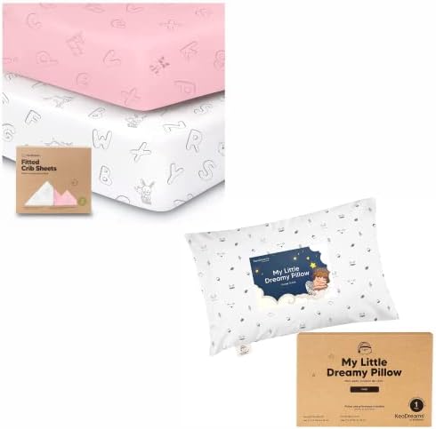 Keababies s 2 -paketom organskih krevetića za dječake, djevojčice i mini jastuk za malu djecu s jastučnicama - dres ugrađen krevetić