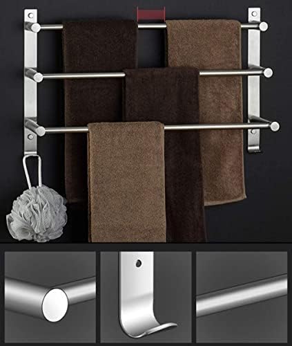 Polica za ručnike zidne ručnike na ručniku SUS304 kupaonica od nehrđajućeg čelika s tri trake za ručnike s kukom kuhinjski stalak za