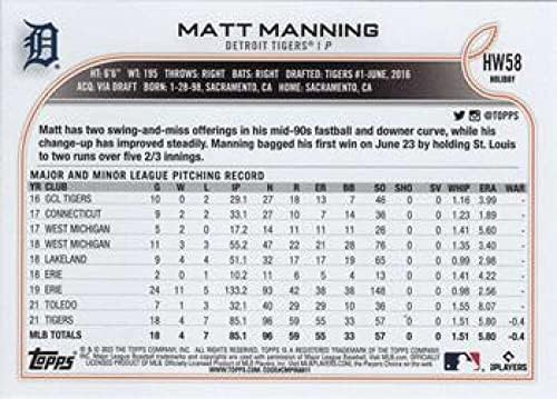 Matt Manning RC 2022 Topps odmor HW58 Rookie NM+ -MT+ MLB bejzbol tigrovi
