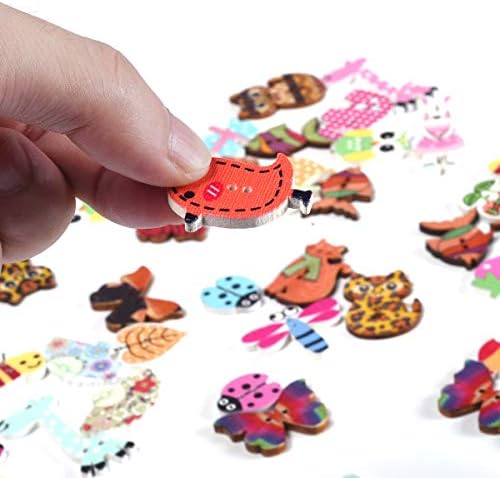 50 pcs u boji životinje šivaći gumbi 2 rupe drvene gumbe Mali simpatični zanatski gumbi kompatibilni DIY Scrapbooking Craft Dekoracija,
