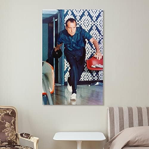 Bludug Richard Nixon Bowling Poster platno Slikanje zidnih umjetničkih plakata za spavaću sobu Dnevna soba Decor24x36inch