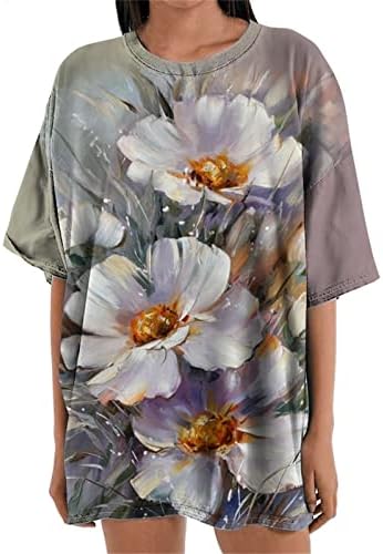 Ženski kratki rukavi okrugli vrat Prevelika košulja 3d trendi print grafičke majice labave ležerne majice vrhovi