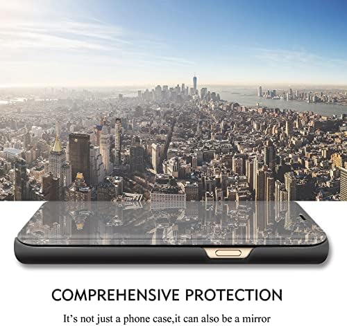 Kožna torbica Galaxy S9 + kompatibilan s torbicom za telefon Samsung Galaxy S9 + Plus, flip poklopac ogledala za šminkanje Clear View,