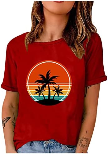 Sunčana majica Žene žene kratki rukavi Crewneck plaža Kokosova stabla grafička košulja proljetni odmor majice vrhovi