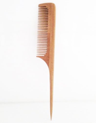 Ručno izrađena drvena kosa rep češlja glatka kosa zakrivljena prirodna veličina 1,5x 8,5 inča