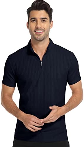 SAILWIND muški polo majica s kratkim rukavima četvrt-zip rebrasta majica