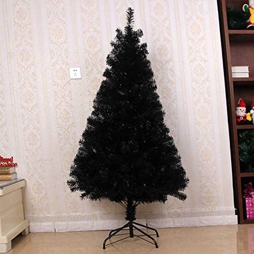 Yumuo crno božićno drvce, PVC šifrirano umjetno borovo stablo s metalnim sklopivim postoljem, blagdanski sezonski ukras-crno 180 cm