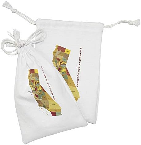 Kunična torbica za kaliforniju od 2, tiskanje geografskog kartografskog pisanog stanja i županija, mala vreća za vuču za toaletne potrepštine