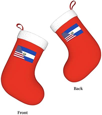 TZT američka zastava i zastava božićnih čarapa El Salveador, božićni blagdanski pokloni za obiteljske praznične ukrase 18-inčni