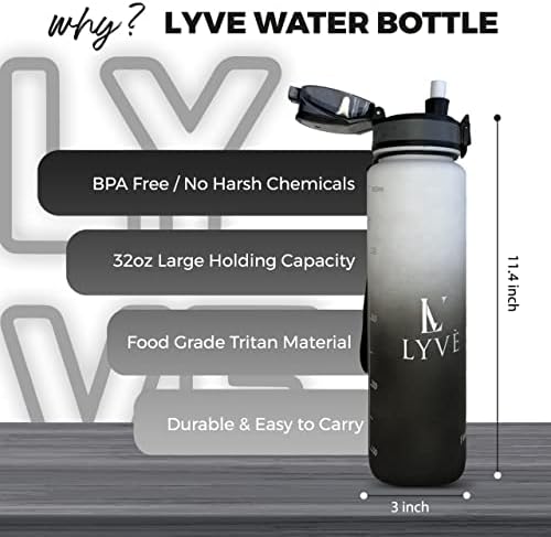 Lyve motivacijska boca s slamom sa slamom - 32 oz, procurivanje, pijenje sportske boce za vodu za fitness na otvorenom i teretanom