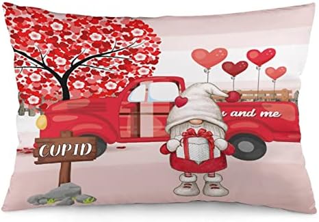 Jastuk pravokutnika pokriva ružičasto cvijeće srce Ljubavni kamion Slatki gnomi stabla baloni jastuci jastuk 20 x30 Valentinovo ljubav