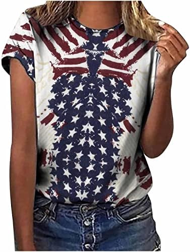 Dan neovisnosti Žene vrhovi 2023. Ljetna američka zastava Zvjezdane majice s prugastim tiskanim majicama kratki rukav O vrat 4. srpnja