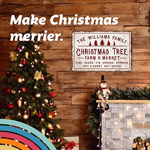 Uzorak pop personalizirani božićni zidni znak - dekor za odmor - metalni znak personaliziran za vas - Vintage božićno drvce Farme i