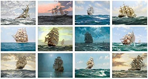 2023. Zidni kalendar [12 stranica 8 X12] Ocean Galleon Sailship Vintage muzej Slika Montague Dawson