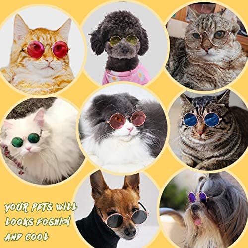 Pibupibu 12 komada šarene male kućne mačke pse sunčane naočale, okrugla metalna retro zabava favorizira pseće naočale slatke smiješne