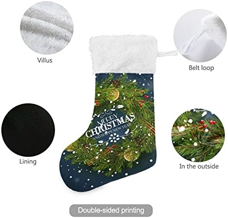 Alaza božićne čarape plavi božićni čestic klasični personalizirani veliki čarapa ukrasi za obiteljski blagdanski sezonski dekor 1 paket,