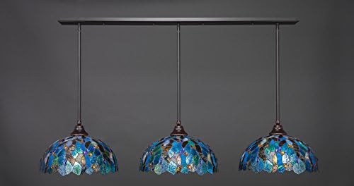 Toltec rasvjeta 48-DG-995 8,5 Tri svjetla privjesak, staklene mogućnosti: plavi mozaik tiffany
