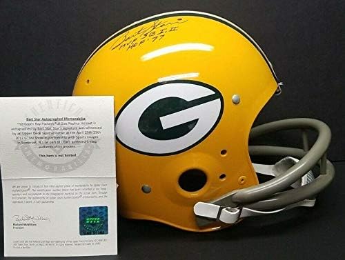 Bart Starr potpisao je kacigu mumbo s rijetkim natpisima s autogramom. NFL kacige s autogramom u MN