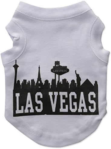 Mirage PET proizvodi od 8-inčne las Vegas Skyline Screen Print majica za kućne ljubimce, X-Small, White