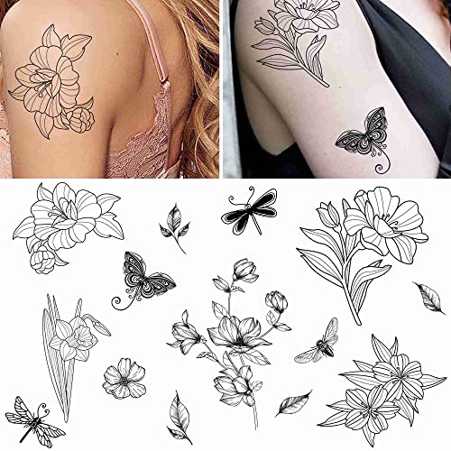 6 listova Privremene tetovaže jednobojni cvjetovi Lily Tulip boefip ruža lažna naljepnica tetovaža za odrasle žene