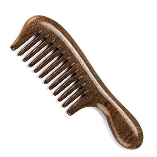 Nehzgnauh drveni češalj širokog zuba, prikladan za muškarce, žene i dječju dugu kosu, kovrčavu kosu, tvrdu kosu i gustu kosu, smanjite