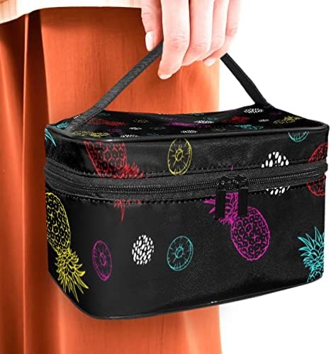 Šareni uzorak ananasa crna šminka kućišta za šminku za žene kozmetičke torbe toaletna torba za torba