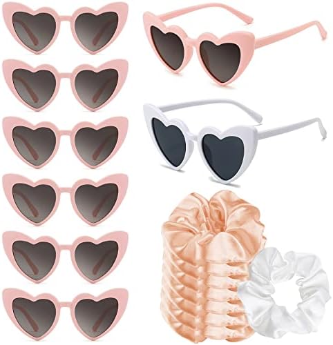 ; 8 pari sunčanih naočala u obliku srca i 8 pakiranja satenskih kravata za djeveruše sunčane naočale za djevojačku večer voluminozne