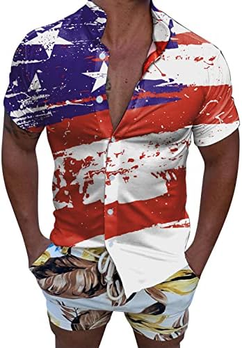 XXBR Havajske košulje za muškarce, Dan neovisnosti, gumb kratkih rukava Down Ljetna majica opuštena prikladna povremena plaža vrhova