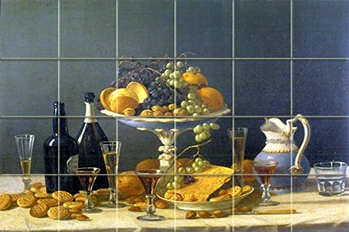 Mrtva priroda: John Francis vino, sir i voće-umjetnički mural veličine 6v4, stražnja ploča za kupaonicu u kuhinji