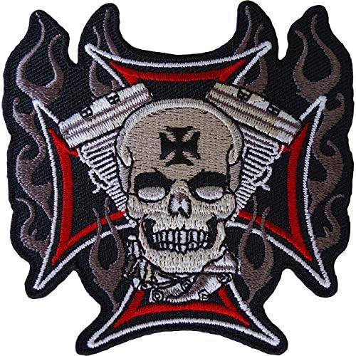 Lubanja križa za patch željezo šivanje na tkanini vezena značka motocikl motocikl bicikl
