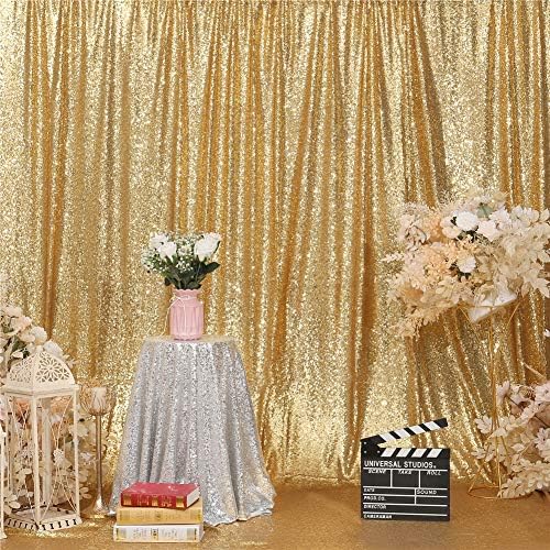 Bezvremenska Ljepota jantarno-zlatna svjetlucava pozadina za vjenčanje pozadina za fotografiranje zavjesa za zabavu, 6ft 6ft