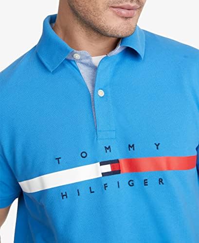 Tommy Hilfiger muški kratki rukavi pamučni pik zastava grafička polo košulja u prilagođenoj fit