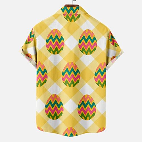 Uskrsne košulje za muškarce modne karirane tiskane grafičke tese gornje majice kratkih rukava s džepovima casual havajska košulja