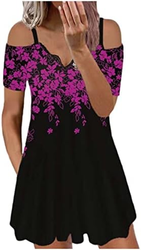 Fragarn haljine za žene plus veličine, ženska ljetna modna cvjetna haljina bez naramenica bez natpisa V-izrez za spajanje čipke