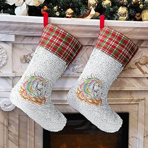 Jednorog šareni vatreni šljokica božićna čarapa sjajni zid viseći ukrasi ukras za božićno stablo za odmor